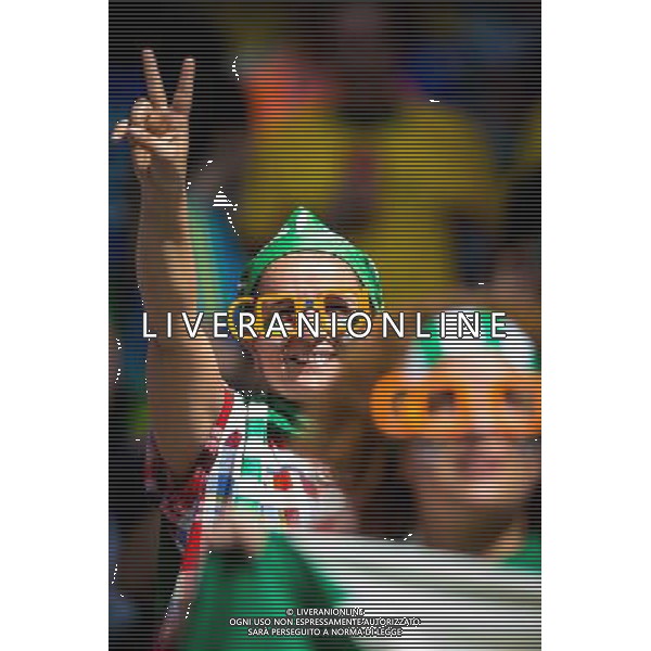 (140617) -- BELO HORIZONTE, June 17, 2014 () -- Fans of team Algeria cheers prior to a Group H match between Belgium and Algeria of 2014 FIFA World Cup at the Estadio Mineirao Stadium in Belo Horizonte, Brazil, June 17, 2014.(/Liu Bin)(xzj) AG ALDO LIVERANI SAS ONLY ITALY