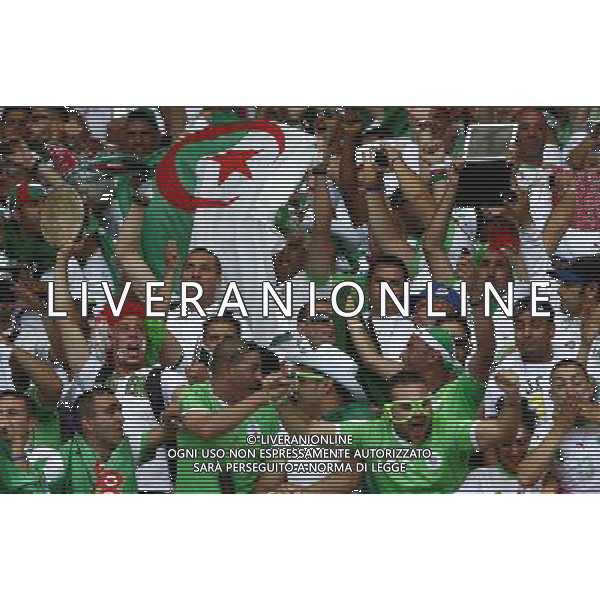 (140617) -- BELO HORIZONTE, June 17, 2014 () -- Fans of team Algeria cheer prior to a Group H match between Belgium and Algeria of 2014 FIFA World Cup at the Estadio Mineirao Stadium in Belo Horizonte, Brazil, June 17, 2014.(/Liu Bin)(xzj) AG ALDO LIVERANI SAS ONLY ITALY