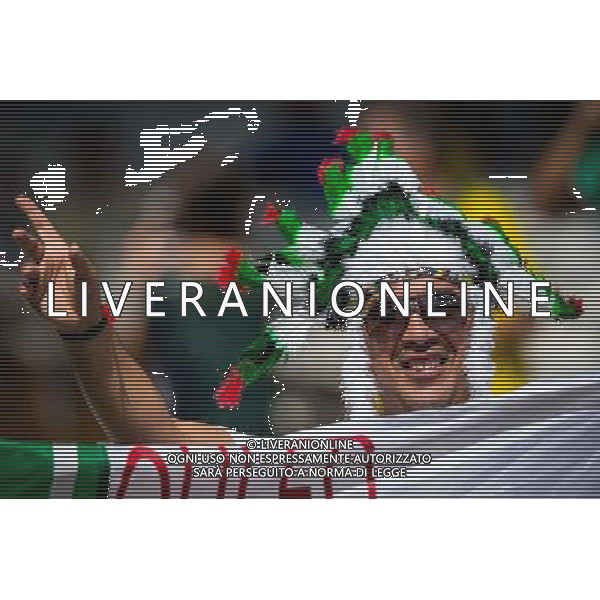 (140617) -- BELO HORIZONTE, June 17, 2014 () -- A fan of team Algeria cheers prior to a Group H match between Belgium and Algeria of 2014 FIFA World Cup at the Estadio Mineirao Stadium in Belo Horizonte, Brazil, June 17, 2014.(/Liu Bin)(xzj) AG ALDO LIVERANI SAS ONLY ITALY