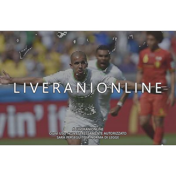 (140617) -- BELO HORIZONTE, June 17, 2014 () -- Algeria\'s Sofiane Feghouli celebrates a penalty goal during a Group H match between Belgium and Algeria of 2014 FIFA World Cup at the Estadio Mineirao Stadium in Belo Horizonte, Brazil, June 17, 2014.(/Qi Heng)(rh) AG ALDO LIVERANI SAS ONLY ITALY
