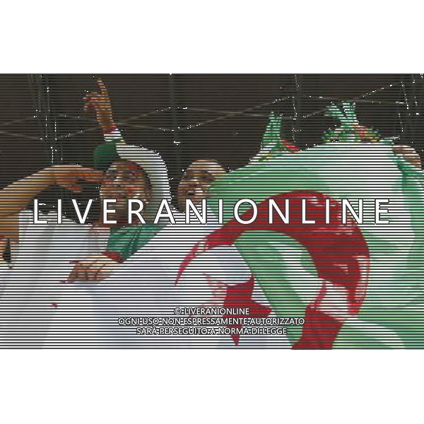 (140617) -- BELO HORIZONTE, June 17, 2014 () -- Fans of team Algeria cheer during a Group H match between Belgium and Algeria of 2014 FIFA World Cup at the Estadio Mineirao Stadium in Belo Horizonte, Brazil, June 17, 2014.(/Liu Bin)(xzj) AG ALDO LIVERANI SAS ONLY ITALY