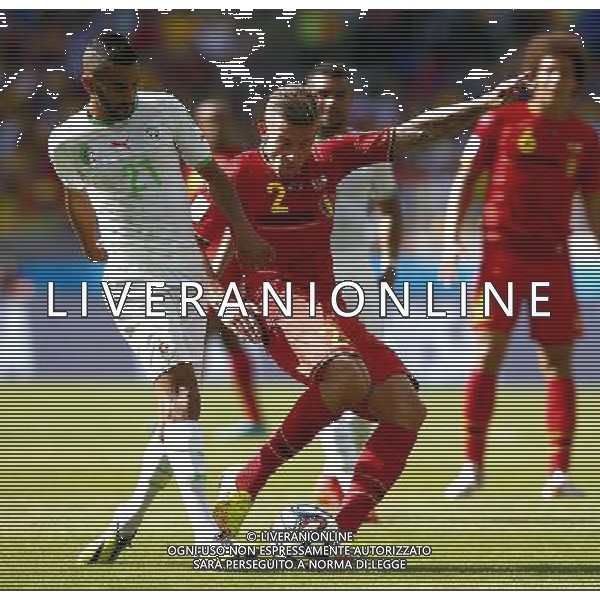 (140617) -- BELO HORIZONTE, June 17, 2014 () -- Algeria\'s Riyad Mahrez (L) vies with Belgium\'s Toby Alderweireld during a Group H match between Belgium and Algeria of 2014 FIFA World Cup at the Estadio Mineirao Stadium in Belo Horizonte, Brazil, June 17, 2014.(/Liu Bin)(xzj) AG ALDO LIVERANI SAS ONLY ITALY