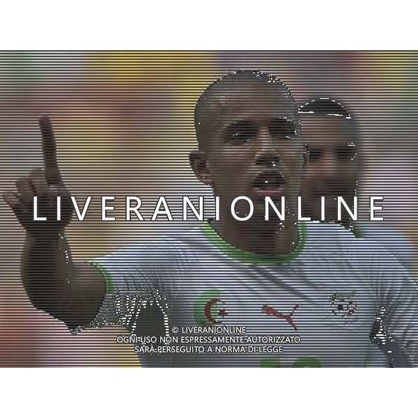 (140617) -- BELO HORIZONTE, June 17, 2014 () -- Algeria\'s Sofiane Feghouli celebrates a penalty goal during a Group H match between Belgium and Algeria of 2014 FIFA World Cup at the Estadio Mineirao Stadium in Belo Horizonte, Brazil, June 17, 2014.(/Qi Heng)(rh) AG ALDO LIVERANI SAS ONLY ITALY