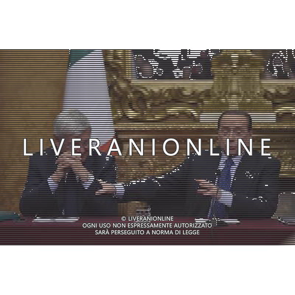 Conferenza Stampa di Silvio Berlusconi sul Presidenzialismo a Roma 18 giugno 2014 nella foto con paolo romani ©corradetti/Agenzia Aldo Liverani sas