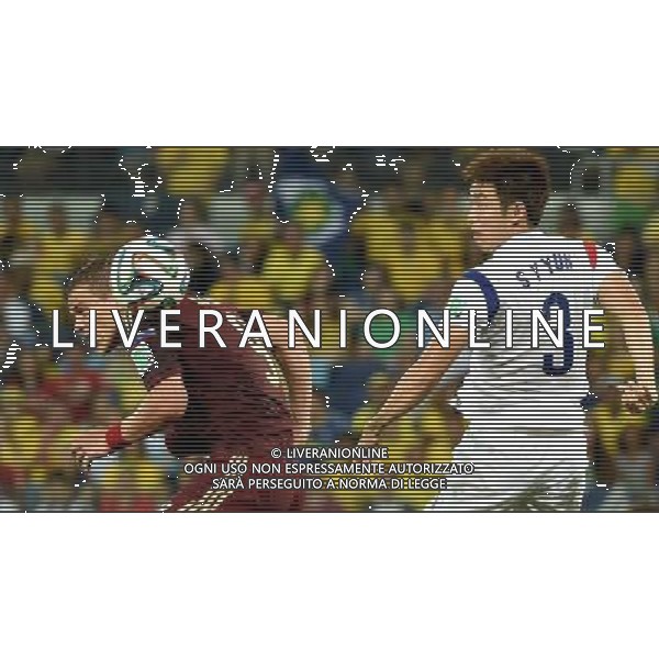 (140617) -- CUIABA, June 17, 2014 () -- Korea Republic\'s Yun Suk Young (R) vies with Russia\'s Aleksandr Kokorin during a Group H match between Russia and Korea Republic of 2014 FIFA World Cup at the Arena Pantanal Stadium in Cuiaba, Brazil, June 17, 2014.(/Liu Dawei)(pcy) ©PHOTOSHOT/Agenzia Aldo Liverani sas - ITALY ONLY - EDITORIAL USE ONLY - Russia Vs Corea del Sud partita del Gruppo H Coppa del Mondo FIFA 2014 Pantanal stadio Arena di Cuiaba, Brasile, 17 giugno 2014