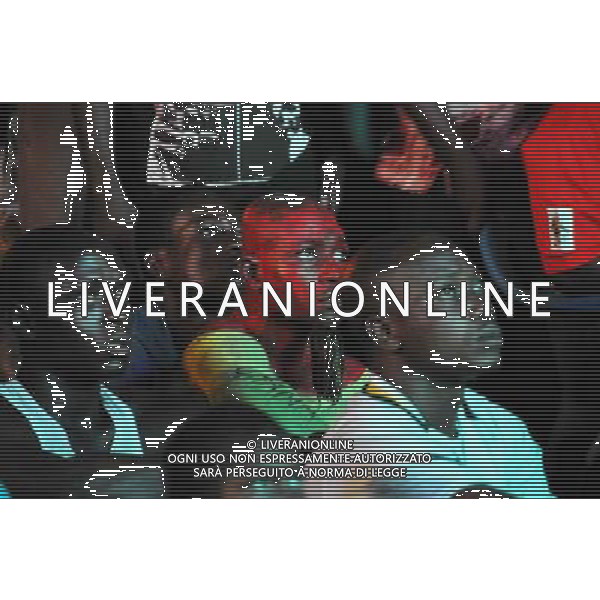 (140617) -- ACCRA, June 17, 2014 () -- Supporters for the national football team of Ghana watch the 2014 Brazil World Cup Group G match between Ghana and the United States at Osu Street of Accra, capital of Ghana, on June 16, 2014. Ghana lost 1-2. (/Lin Xiaowei) ©PHOTOSHOT/Agenzia Aldo Liverani sas - ITALY ONLY - EDITORIAL USE ONLY - tifosi per la squadra nazionale di calcio del Ghana guardano la partita tra il Ghana e gli Stati Uniti Campionato del Mondo Gruppo G Brasile 2014 a Accra, in Ghana, il 16 giugno 2014.