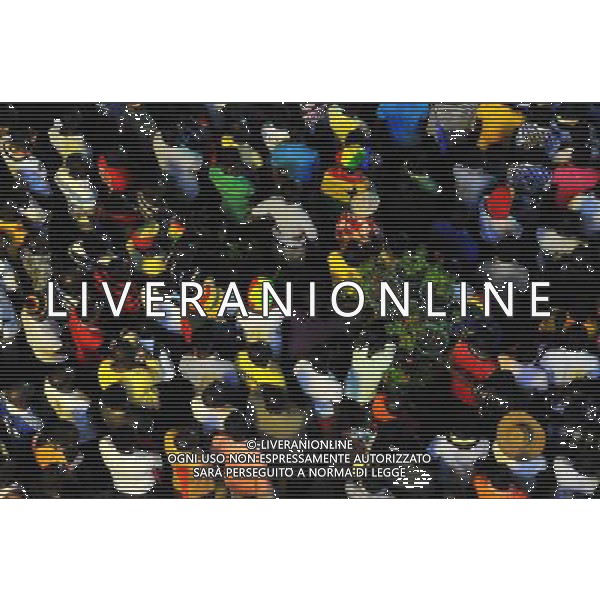 (140617) -- ACCRA, June 17, 2014 (Xinhua) -- Supporters for the national football team of Ghana watch the 2014 Brazil World Cup Group G match between Ghana and the United States at Osu Street of Accra, capital of Ghana, on June 16, 2014. Ghana lost 1-2. (Xinhua/Lin Xiaowei) ©PHOTOSHOT/Agenzia Aldo Liverani sas - ITALY ONLY - EDITORIAL USE ONLY - tifosi per la squadra nazionale di calcio del Ghana guardano la partita tra il Ghana e gli Stati Uniti Campionato del Mondo Gruppo G Brasile 2014 a Accra, in Ghana, il 16 giugno 2014.