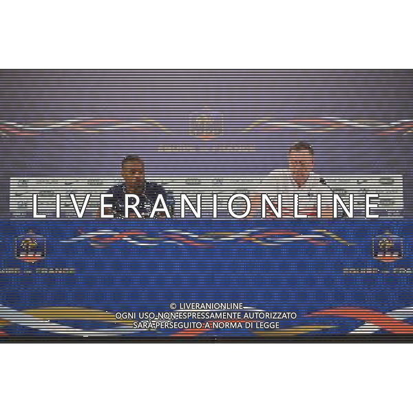 Patrice EVRA / Philippe TOURNON - 18.06.2014 - Conference de presse - Equipe de France - Coupe du Monde 2014 Photo : Dave Winter / Icon Sport /Agenzia Aldo Liverani sas - ITALY ONLY - Conferenza stampa della nazionale di calcio della francia - Coppa Mondo Brasile 2014