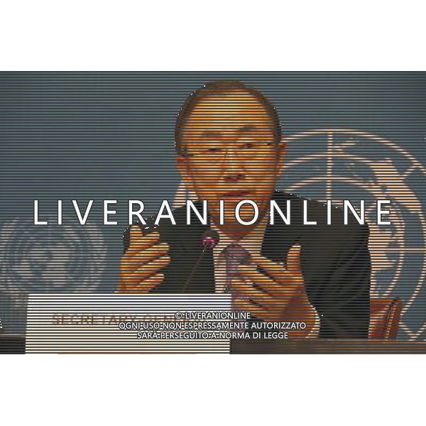 (140617) -- GENEVA, June 17, 2014 () -- UN Secretary-General Ban Ki-moon speaks at a press conference at Palais des Nations, in Geneva, Switzerland, June 17, 2014. United Nations will strive to name a new Syria mediator as soon as possible following the resignation of UN-Arab League Special Envoy to Syria Lakhdar Brahimi last month. (/Zhang Miao) ©PHOTOSHOT/Agenzia Aldo Liverani sas - ITALY ONLY - EDITORIAL USE ONLY - Il Segretario generale delle Nazioni Unite Ban Ki-moon parla in una conferenza stampa al Palais des Nations a Ginevra, Svizzera, 17 giugno 2014