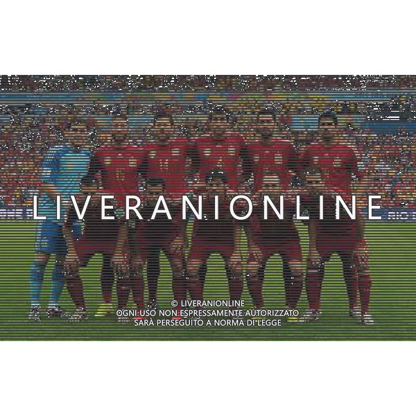 FIFA World Cup Brasile 2014 Gruppo B Rio de Janeiro - 18.06.2014 Spagna-Cile Nella Foto:Spagna Squadra Formazione Casillas,Martinez,Iniesta,Pedro Rodriguez,Xabi Alonso,Sergio Ramos,Busquets,Jordi Alba,Diego Costa,David Silva,Azpilicueta /Ph.Vitez-Ag. Aldo Liverani