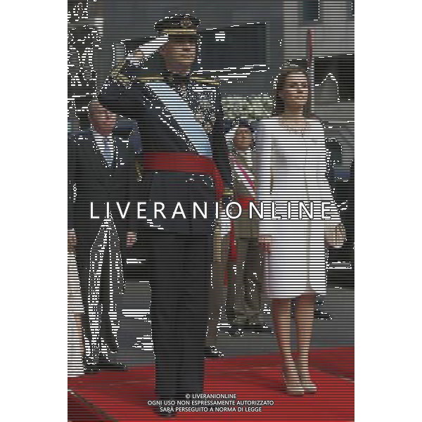 19.06.2014, Plaza De Oriente, Madrid, ESP, Inthronisierung, Kˆnig Felipe VI, Ankunft im spanischen Abgeordnetenhaus, im Bild King Felipe VI of Spain and Queen Letizia // during the Enthronement ceremonies of King Felipe VI at the Plaza De Oriente in Madrid, Spain on 2014/06/19. EXPA Pictures © 2014, PhotoCredit: EXPA/ Alterphotos/ EFE/Pool *****ATTENTION - OUT of ESP, SUI***** ©photoshot/Agenzia Aldo Liverani sas - ITALY ONLY - EDITORIAL USE ONLY
