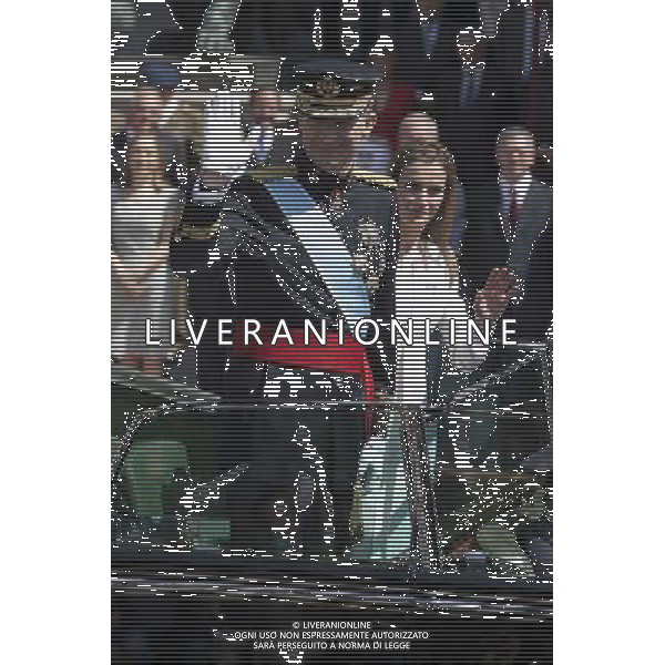 19.06.2014, Madrid, ESP, Abdankung KË†nig Juan Carlos, KrË†nungszeremonie, im Bild King Felipe VI of Spain and Queen Letizia of Spain leave Congreso de los Diputados // during the celebration of the coronation ceremony. Kin Juan I of Spain abdicated on his son Felipe at the beginning of June. Madrid, Spain on 2014/06/19. EXPA Pictures Â© 2014, PhotoCredit: EXPA/ Alterphotos/ Victor Blanco *****ATTENTION - OUT of ESP, SUI***** Â©photoshot/Agenzia Aldo Liverani sas - ITALY ONLY - EDITORIAL USE ONLY