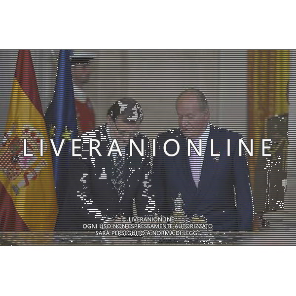 18.06.2014, Royal Palace, Madrid, ESP, Abdankung KË†nig Juan Carlos, Unterzeihnung der Abdankungspapiere, im Bild King Juan Carlos of Spain and the President of the Government of Spain Mariano Rajoy // during the official abdication ceremony at the Royal Palace in Madrid, Spain on 2014/06/18. EXPA Pictures Â© 2014, PhotoCredit: EXPA/ Alterphotos/ Pool *****ATTENTION - OUT of ESP, SUI***** Â©photoshot/Agenzia Aldo Liverani sas - ITALY ONLY - EDITORIAL USE ONLY