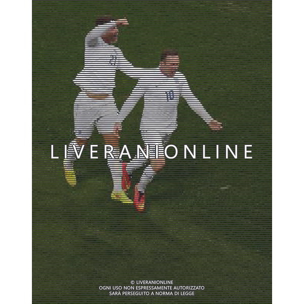 (140619) -- SAO PAULO, June 19, 2014 () -- England\'s Wayne Rooney (R) celebrates his goal during a Group D match between Uruguay and England of 2014 FIFA World Cup at the Arena de Sao Paulo Stadium in Sao Paulo, Brazil, June 19, 2014. Uruguay won 2-1 over England on Thursday.(/Liao Yujie)(rh) 2014 FIFA World Cup Brazil Group D match between Uruguay and England at Arena de Sao Paulo on June 19, 2014 in Sao Paulo, Brazil. ©photoshot/Agenzia Aldo Liverani sas - ITALY ONLY - EDITORIAL USE ONLY