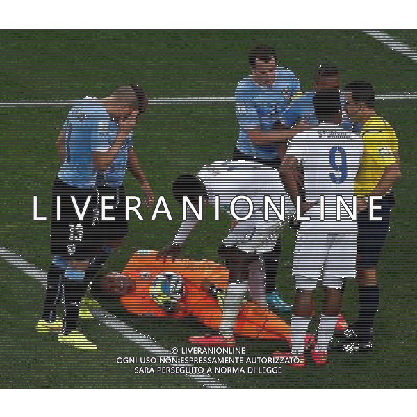 (140619) -- SAO PAULO, June 19, 2014 () -- Uruguay\'s goalkeeper Fernando Muslera falls down on the field during a Group D match between Uruguay and England of 2014 FIFA World Cup at the Arena de Sao Paulo Stadium in Sao Paulo, Brazil, June 19, 2014. Uruguay won 2-1 over England on Thursday.(/Liao Yujie)(rh) 2014 FIFA World Cup Brazil Group D match between Uruguay and England at Arena de Sao Paulo on June 19, 2014 in Sao Paulo, Brazil. ©photoshot/Agenzia Aldo Liverani sas - ITALY ONLY - EDITORIAL USE ONLY