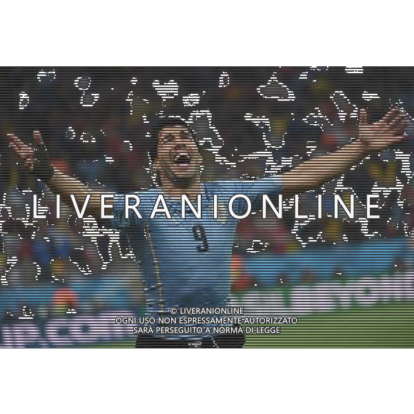 (140619) -- SAO PAULO, June 19, 2014 () -- Uruguay\'s Luis Suarez celebrates for his second goal during a Group D match between Uruguay and England of 2014 FIFA World Cup at the Arena de Sao Paulo Stadium in Sao Paulo, Brazil, June 19, 2014.Uruguay won 2-1 over England on Thursday.(/Li Ga)(pcy) 2014 FIFA World Cup Brazil Group D match between Uruguay and England at Arena de Sao Paulo on June 19, 2014 in Sao Paulo, Brazil. ©photoshot/Agenzia Aldo Liverani sas - ITALY ONLY - EDITORIAL USE ONLY