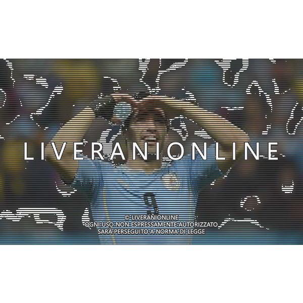 (140619) -- SAO PAULO, June 19, 2014 () -- Uruguay\'s Luis Suarez celebrates for his second goal during a Group D match between Uruguay and England of 2014 FIFA World Cup at the Arena de Sao Paulo Stadium in Sao Paulo, Brazil, June 19, 2014.Uruguay won 2-1 over England on Thursday.(/Li Ga)(pcy) 2014 FIFA World Cup Brazil Group D match between Uruguay and England at Arena de Sao Paulo on June 19, 2014 in Sao Paulo, Brazil. ©photoshot/Agenzia Aldo Liverani sas - ITALY ONLY - EDITORIAL USE ONLY