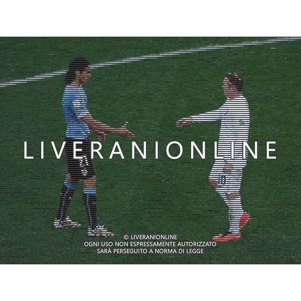 (140619) -- SAO PAULO, June 19, 2014 () -- Uruguay\'s Edinson Cavani shakes hands with England\'s Wayne Rooney during a Group D match between Uruguay and England of 2014 FIFA World Cup at the Arena de Sao Paulo Stadium in Sao Paulo, Brazil, June 19, 2014. Uruguay won 2-1 over England on Thursday.(/Liao Yujie)(rh) 2014 FIFA World Cup Brazil Group D match between Uruguay and England at Arena de Sao Paulo on June 19, 2014 in Sao Paulo, Brazil. ©photoshot/Agenzia Aldo Liverani sas - ITALY ONLY - EDITORIAL USE ONLY
