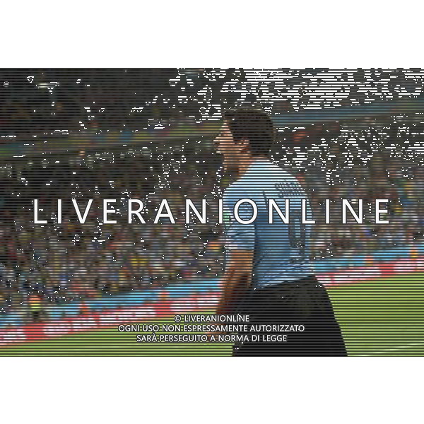 (140619) -- SAO PAULO, June 19, 2014 () -- Uruguay\'s Luis Suarez celebrates for the victory after a Group D match between Uruguay and England of 2014 FIFA World Cup at the Arena de Sao Paulo Stadium in Sao Paulo, Brazil, June 19, 2014.Uruguay won 2-1 over England on Thursday.(/Li Ga)(pcy) 2014 FIFA World Cup Brazil Group D match between Uruguay and England at Arena de Sao Paulo on June 19, 2014 in Sao Paulo, Brazil. ©photoshot/Agenzia Aldo Liverani sas - ITALY ONLY - EDITORIAL USE ONLY