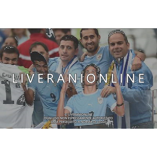 (140619) -- SAO PAULO, June 19, 2014 () -- Uruguay\'s fans pose before a Group D match between Uruguay and England of 2014 FIFA World Cup at the Arena de Sao Paulo Stadium in Sao Paulo, Brazil, June 19, 2014.(/Li Ga)(pcy) 2014 FIFA World Cup Brazil Group D match between Uruguay and England at Arena de Sao Paulo on June 19, 2014 in Sao Paulo, Brazil. ©photoshot/Agenzia Aldo Liverani sas - ITALY ONLY - EDITORIAL USE ONLY
