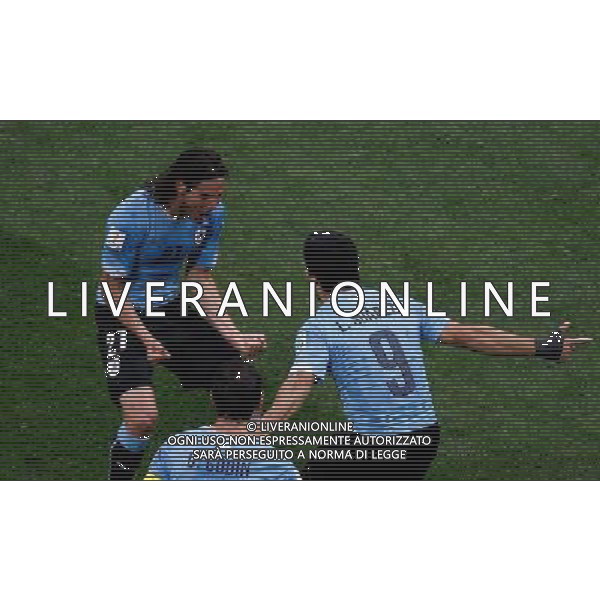 (140619) -- SAO PAULO, June 19, 2014 () -- Uruguay\'s Luis Suarez (R) celebrates for his goal during a Group D match between Uruguay and England of 2014 FIFA World Cup at the Arena de Sao Paulo Stadium in Sao Paulo, Brazil, June 19, 2014.(/Liao Yujie)(rh) 2014 FIFA World Cup Brazil Group D match between Uruguay and England at Arena de Sao Paulo on June 19, 2014 in Sao Paulo, Brazil. ©photoshot/Agenzia Aldo Liverani sas - ITALY ONLY - EDITORIAL USE ONLY
