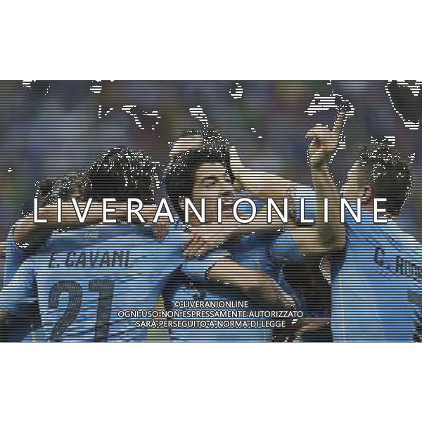 (140619) -- SAO PAULO, June 19, 2014 () -- Uruguay\'s Luis Suarez (2nd R) celebrates for his goal with his teammate during a Group D match between Uruguay and England of 2014 FIFA World Cup at the Arena de Sao Paulo Stadium in Sao Paulo, Brazil, June 19, 2014.(/Zhou Lei)(pcy) 2014 FIFA World Cup Brazil Group D match between Uruguay and England at Arena de Sao Paulo on June 19, 2014 in Sao Paulo, Brazil. ©photoshot/Agenzia Aldo Liverani sas - ITALY ONLY - EDITORIAL USE ONLY
