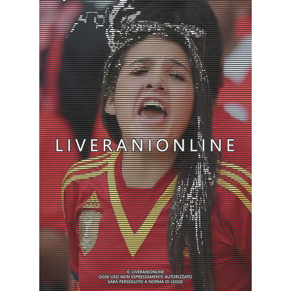 (140618) -- RIO DE JANEIRO, June 18, 2014 () -- A Spain\'s fan cheers before a Group B match between Spain and Chile of 2014 FIFA World Cup at the Estadio do Maracana Stadium in Rio de Janeiro, Brazil, June 18, 2014. Chile won 2-0 over Spain on Wednesday.(/Xu Zijian)(pcy) ©photoshot/Agenzia Aldo Liverani sas - ITALY ONLY - EDITORIAL USE ONLY