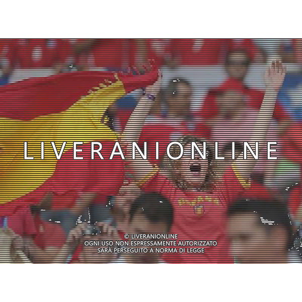 (140618) -- RIO DE JANEIRO, June 18, 2014 () -- A Spain\'s fan cheers before a Group B match between Spain and Chile of 2014 FIFA World Cup at the Estadio do Maracana Stadium in Rio de Janeiro, Brazil, June 18, 2014. Chile won 2-0 over Spain on Wednesday.(/Xu Zijian)(pcy) ©photoshot/Agenzia Aldo Liverani sas - ITALY ONLY - EDITORIAL USE ONLY