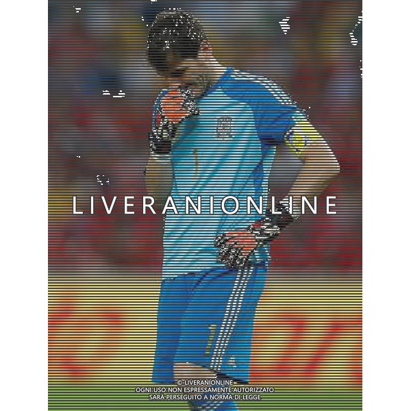 (140618) -- RIO DE JANEIRO, June 18, 2014 () -- Spain\'s goalkeeper Iker Casillas is seen during a Group B match between Spain and Chile of 2014 FIFA World Cup at the Estadio do Maracana Stadium in Rio de Janeiro, Brazil, June 18, 2014. Chile won 2-0 over Spain on Wednesday.(/Wang Lili)(pcy) ©photoshot/Agenzia Aldo Liverani sas - ITALY ONLY - EDITORIAL USE ONLY