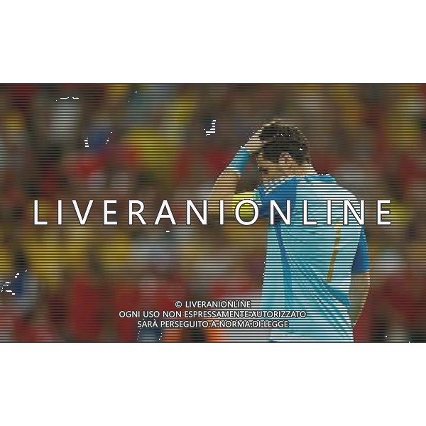 (140618) -- RIO DE JANEIRO, June 18, 2014 () -- Spain\'s goalkeeper Iker Casillas reacts after a Group B match between Spain and Chile of 2014 FIFA World Cup at the Estadio do Maracana Stadium in Rio de Janeiro, Brazil, June 18, 2014. Chile won 2-0 over Spain on Wednesday.(/Wang Lili)(pcy) ©photoshot/Agenzia Aldo Liverani sas - ITALY ONLY - EDITORIAL USE ONLY