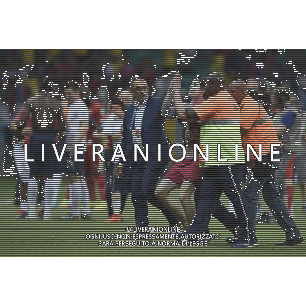 (140620) -- SALVADOR, June 20, 2014 () -- A France\'s fan is forced to leave the field during a Group E match between Switzerland and France of 2014 FIFA World Cup at the Arena Fonte Nova Stadium in Salvador, Brazil, on June 20, 2014.(/Yang Lei)(rh) AG ALDO LIVERANI SAS ONLY ITALY