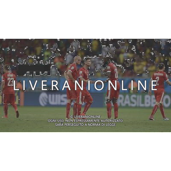 (140620) -- SALVADOR, June 20, 2014 () -- Switzerland\'s players react during a Group E match between Switzerland and France of 2014 FIFA World Cup at the Arena Fonte Nova Stadium in Salvador, Brazil, on June 20, 2014.(/Yang Lei)(rh) AG ALDO LIVERANI SAS ONLY ITALY