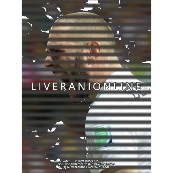 (140620) -- SALVADOR, June 20, 2014 () -- France\'s Karim Benzema celebrates the forth score during a Group E match between Switzerland and France of 2014 FIFA World Cup at the Arena Fonte Nova Stadium in Salvador, Brazil, on June 20, 2014.(/Yang Lei)(rh) AG ALDO LIVERANI SAS ONLY ITALY