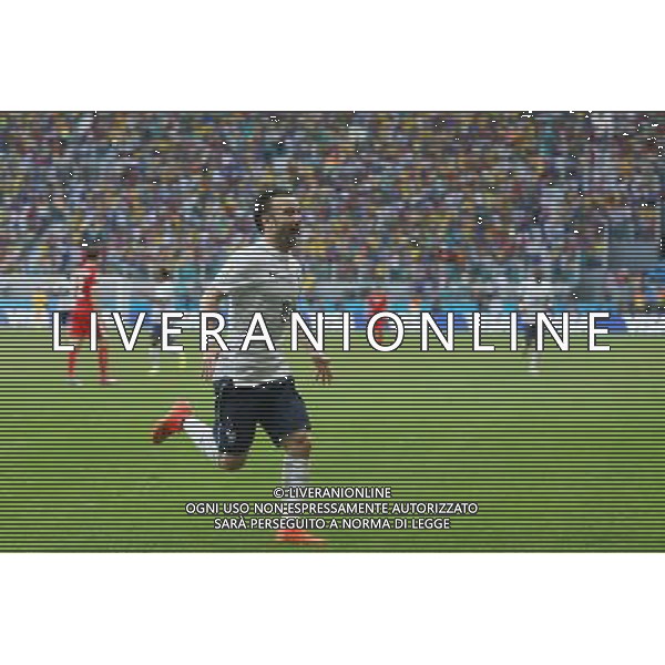 (140620) -- SALVADOR, June 20, 2014 () -- France\'s Mathieu Valbuena celebrates for his goal during a Group E match between Switzerland and France of 2014 FIFA World Cup at the Arena Fonte Nova Stadium in Salvador, Brazil, on June 20, 2014.(/Cao Can)(pcy) AG ALDO LIVERANI SAS ONLY ITALY