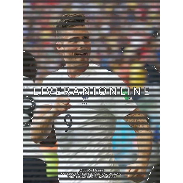 (140620) -- SALVADOR, June 20, 2014 () -- France\'s Olivier Giroud celebrates for his goal during a Group E match between Switzerland and France of 2014 FIFA World Cup at the Arena Fonte Nova Stadium in Salvador, Brazil, on June 20, 2014.(/Cao Can)(pcy) AG ALDO LIVERANI SAS ONLY ITALY