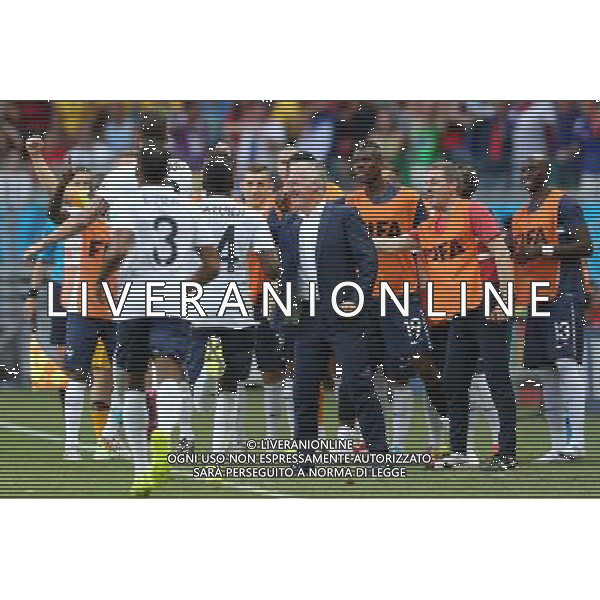 (140620) -- SALVADOR, June 20, 2014 () -- France\'s head coach Didier Deschamps (C) celebrate for Olivier Giroud\'s goal during a Group E match between Switzerland and France of 2014 FIFA World Cup at the Arena Fonte Nova Stadium in Salvador, Brazil, on June 20, 2014.(/Cao Can)(pcy) AG ALDO LIVERANI SAS ONLY ITALY