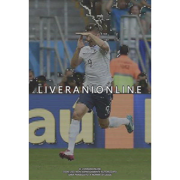 (140620) -- SALVADOR, June 20, 2014 () -- France\'s Olivier Giroud celebrates the first goal during a Group E match between Switzerland and France of 2014 FIFA World Cup at the Arena Fonte Nova Stadium in Salvador, Brazil, on June 20, 2014.(/Yang Lei)(rh) AG ALDO LIVERANI SAS ONLY ITALY