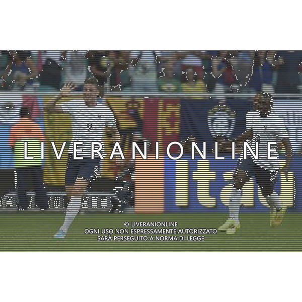 (140620) -- SALVADOR, June 20, 2014 () -- France\'s Olivier Giroud (L) celebrates the first goal during a Group E match between Switzerland and France of 2014 FIFA World Cup at the Arena Fonte Nova Stadium in Salvador, Brazil, on June 20, 2014.(/Yang Lei)(rh) AG ALDO LIVERANI SAS ONLY ITALY