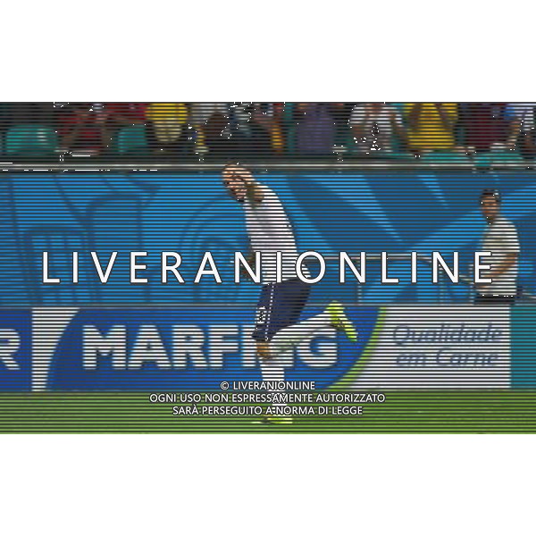 Joie France - Karim BENZEMA - 20.06.2014 - Suisse / France - Coupe du Monde 2014 - Photo : Dave Winter / Icon Sport /AGENZIA ALDO LIVERANI SAS - ITALY ONLY - Svizzera Vs Francia partita del Gruppo E Coppa del Mondo FIFA 2014 presso l\'Arena Stadio Fonte Nova di Salvador, in Brasile, il 20 giugno 2014