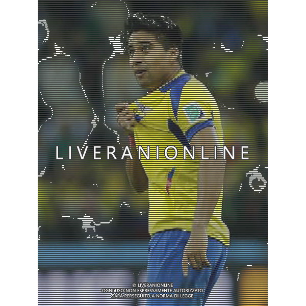 (140620) -- CURITIBA, June 20, 2014 () -- Cristian Noboa of Ecuador greets the audience after a Group E match between Honduras and Ecuador of 2014 FIFA World Cup at the Arena da Baixada Stadium in Curitiba, Brazil, June 20, 2014. Ecuador beat Honduras 2-1. (/Zhou Lei)(zc) AG ALDO LIVERANI SAS ONLY ITALY