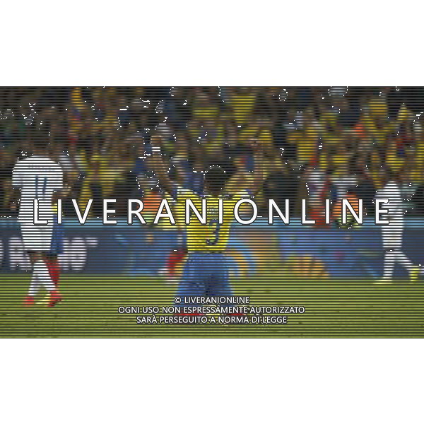 (140620) -- CURITIBA, June 20, 2014 () -- Frickson Erazo of Ecuador celebraes the victory after a Group E match between Honduras and Ecuador of 2014 FIFA World Cup at the Arena da Baixada Stadium in Curitiba, Brazil, June 20, 2014. Ecuador beat Honduras 2-1. (/Liao Yujie)(zc) AG ALDO LIVERANI SAS ONLY ITALY