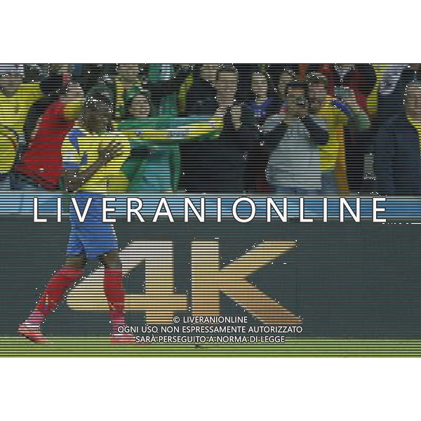 (140620) -- CURITIBA, June 20, 2014 () -- Enner Valencia of Ecuador celebraes after scoring his second goal during a Group E match between Honduras and Ecuador of 2014 FIFA World Cup at the Arena da Baixada Stadium in Curitiba, Brazil, June 20, 2014. Ecuador beat Honduras 2-1. (/Zhou Lei)(zc) AG ALDO LIVERANI SAS ONLY ITALY