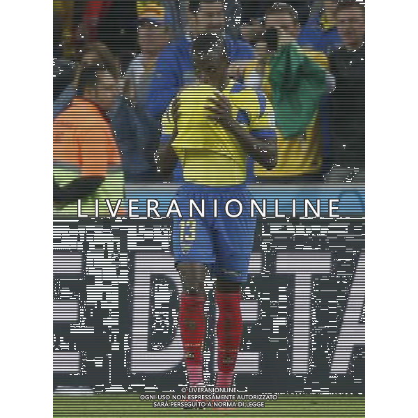 (140620) -- CURITIBA, June 20, 2014 () -- Enner Valencia of Ecuador celebraes after scoring his second goal during a Group E match between Honduras and Ecuador of 2014 FIFA World Cup at the Arena da Baixada Stadium in Curitiba, Brazil, June 20, 2014. Ecuador beat Honduras 2-1. (/Liao Yujie)(zc) AG ALDO LIVERANI SAS ONLY ITALY
