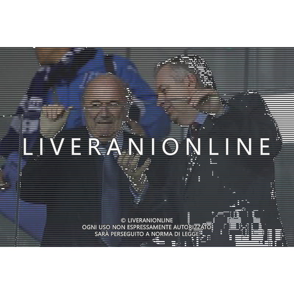 (140620) -- CURITIBA, June 20, 2014 () -- FIFA President Sepp Blatter (L) watches a Group E match between Honduras and Ecuador of 2014 FIFA World Cup at the Arena da Baixada Stadium in Curitiba, Brazil, June 20, 2014. (/Zhou Lei)(zc) AG ALDO LIVERANI SAS ONLY ITALY