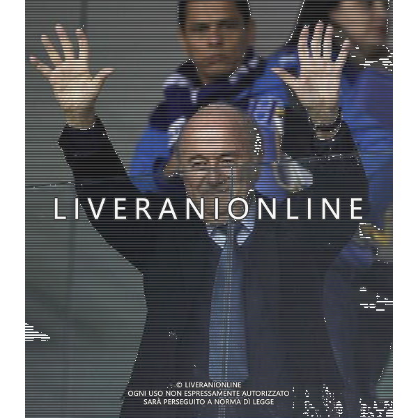 (140620) -- CURITIBA, June 20, 2014 () -- FIFA President Sepp Blatter waves during a Group E match between Honduras and Ecuador of 2014 FIFA World Cup at the Arena da Baixada Stadium in Curitiba, Brazil, June 20, 2014. (/Zhou Lei)(zc) AG ALDO LIVERANI SAS ONLY ITALY