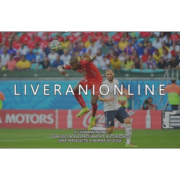 Johan DJOUROU / Karim BENZEMA - 20.06.2014 - Suisse / France - Coupe du Monde 2014 -Salvador Photo : Dave Winter / Icon Sport