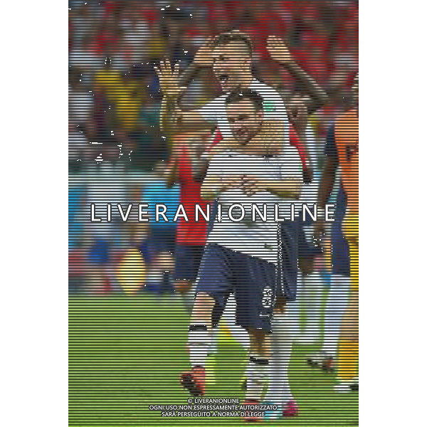 Joie Olivier GIROUD / Mathieu VALBUENA - 20.06.2014 - Suisse / France - Coupe du Monde 2014 -Salvador Photo : Dave Winter / Icon Sport