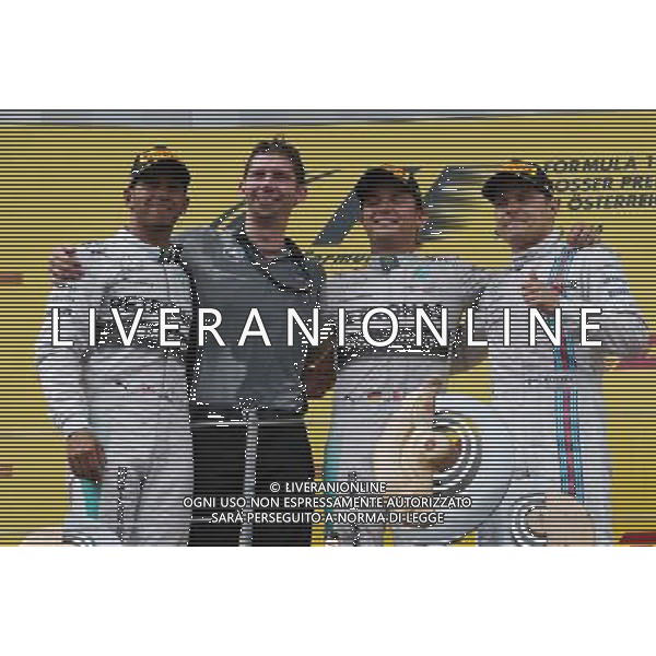 1st place Nico Rosberg (GER) Mercedes AMG F1 with 2nd place Lewis Hamilton (GBR) Mercedes AMG F1 W05 and 3rd place Valtteri Bottas (FIN) Williams FW36. 22.06.2014. Formula 1 World Championship, Rd 8, Austrian Grand Prix, Spielberg, Austria, Race Day. - www.xpbimages.com, EMail: requests@xpbimages.com - copy of publication required for printed pictures. Every used picture is fee-liable. © Copyright: Batchelor / XPB Images AG ALDO LIVERANI SAS ONLY ITALY