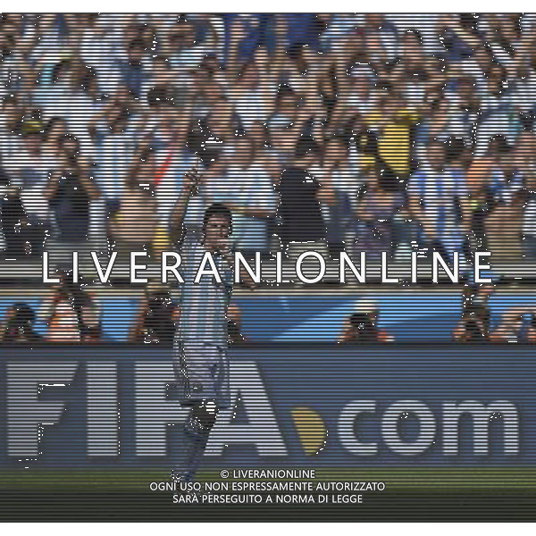 (140621) -- BELO HORIZONTE, June 21, 2014 () -- Lionel Messi of Argentina celebrates scoring during a Group F match between Argentina and Iran of 2014 FIFA World Cup at the Estadio Mineirao Stadium in Belo Horizonte, Brazil, June 21, 2014. Argentina won 1-0. (/Qi Heng)(wll) ©PHOTOSHOT/AGENZIA ALDO LIVERANI SAS - ITALY ONLY - EDITORIAL USE ONLY - ARGENTINA Vs IRAN partita del gruppo di F Coppa del mondo FIFA 2014 Mineirao stadio Estadio a Belo Horizonte, in Brasile, 21 giugno 2014