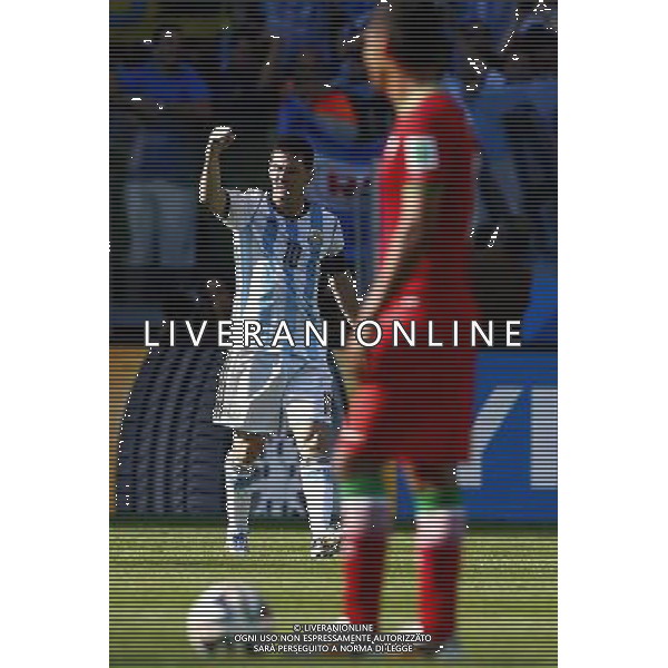 (140621) -- BELO HORIZONTE, June 21, 2014 () -- Lionel Messi (L) of Argentina celebrates scoring during a Group F match between Argentina and Iran of 2014 FIFA World Cup at the Estadio Mineirao Stadium in Belo Horizonte, Brazil, June 21, 2014. Argentina beat Iran 1-0. (/Liu Bin)(zc) ©PHOTOSHOT/AGENZIA ALDO LIVERANI SAS - ITALY ONLY - EDITORIAL USE ONLY - ARGENTINA Vs IRAN partita del gruppo di F Coppa del mondo FIFA 2014 Mineirao stadio Estadio a Belo Horizonte, in Brasile, 21 giugno 2014